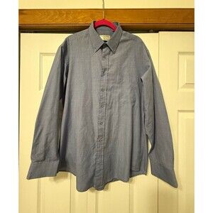 Valentino Chemises Men's Blue Solid Cotton Button-Down Dress Shirt 16.5 33-34